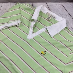 Magnolia Lane Tech Masters Shirt Women XXL Polo Green Pink Striped Golf